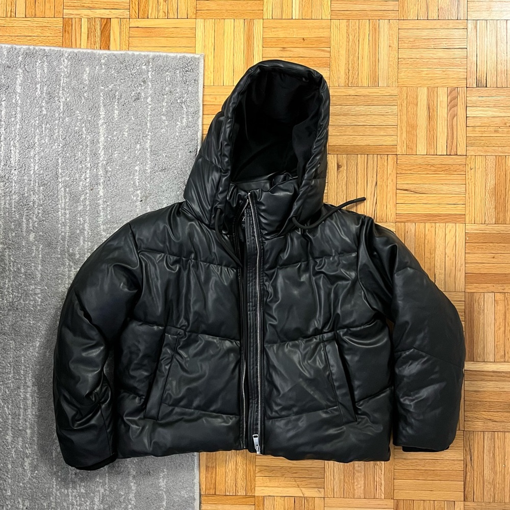 Zara Faux Leather Puffer Jacket